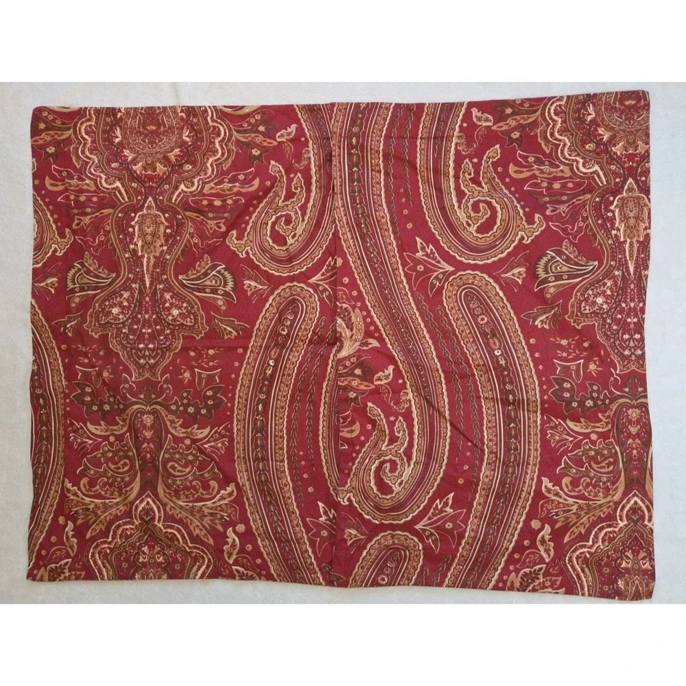 Ralph Lauren REMINGTON Red Paisley Standard Pillow Sham Brown‎ LRL